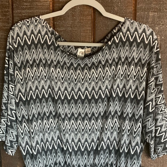 Emma & Michelle women’s white gray chevron midi dress pockets size 8 casual - Picture 4 of 16